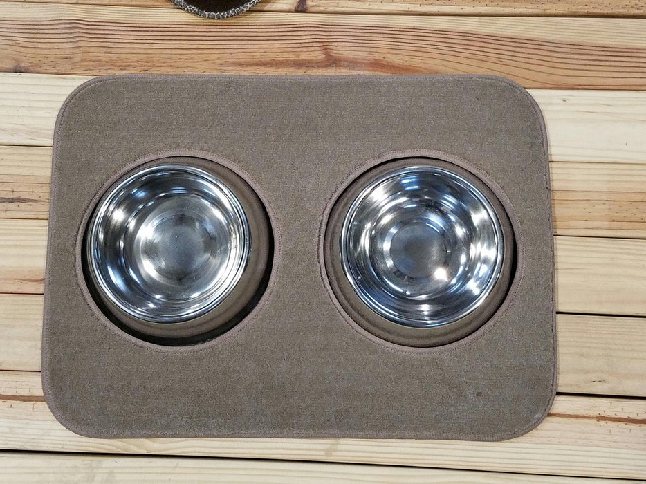 Custom Pet Food Mat w/ Stainless Steel Bowl Set - Matworks