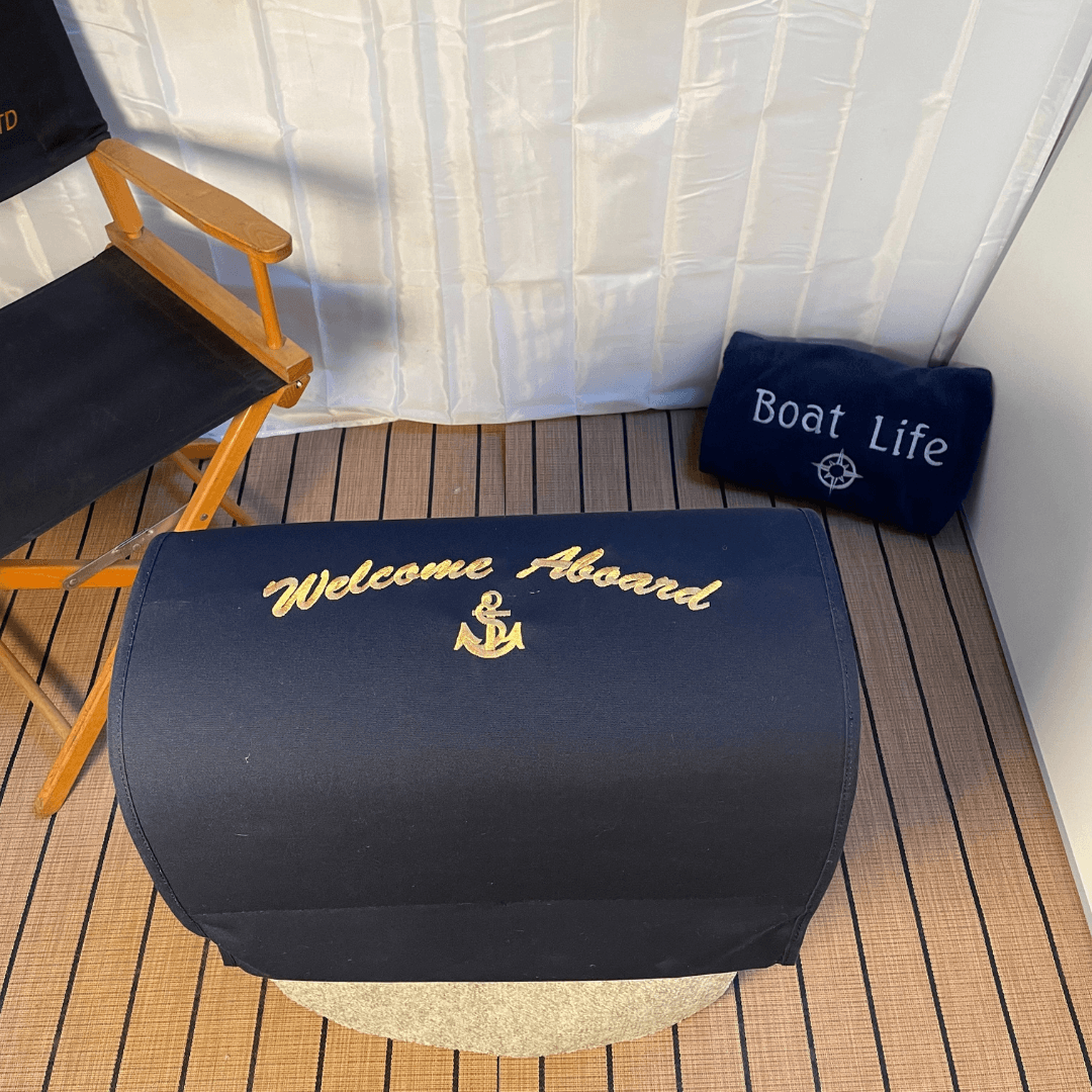 Sunbrella Welcome Aboard Boat Mat, Canvas Welcome Mat, Non Skid Canvas Boat Mat, Boat high quality Mat, Sunbrella Canvas Welcome Aboard Dock Mat